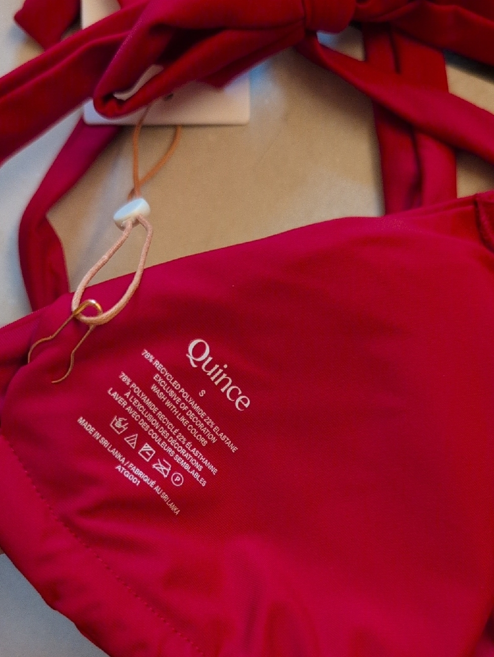 NWT Quince Bikini Set Top & Italian High-rise High-leg Bottom Cherry Red Size S - Picture 4 of 15